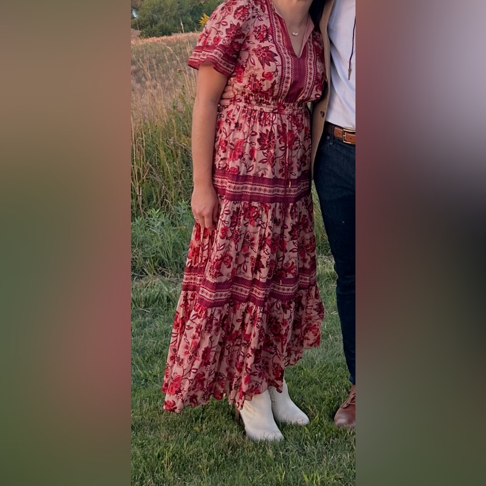 Floral Red and Pink Maxi Dress